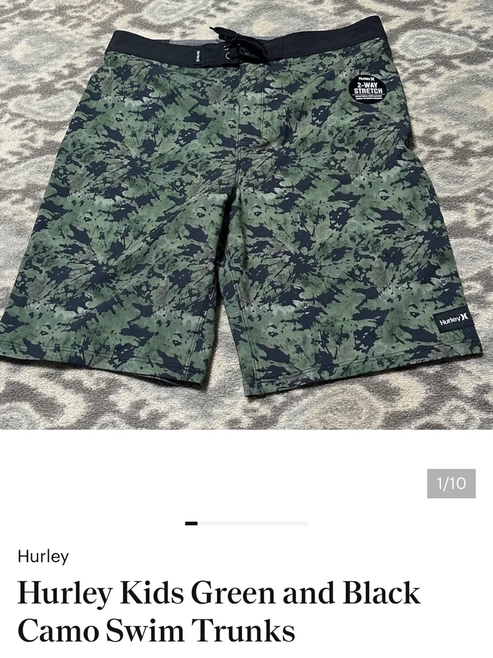 Hurley Boys Green and Black Camo Board Shorts